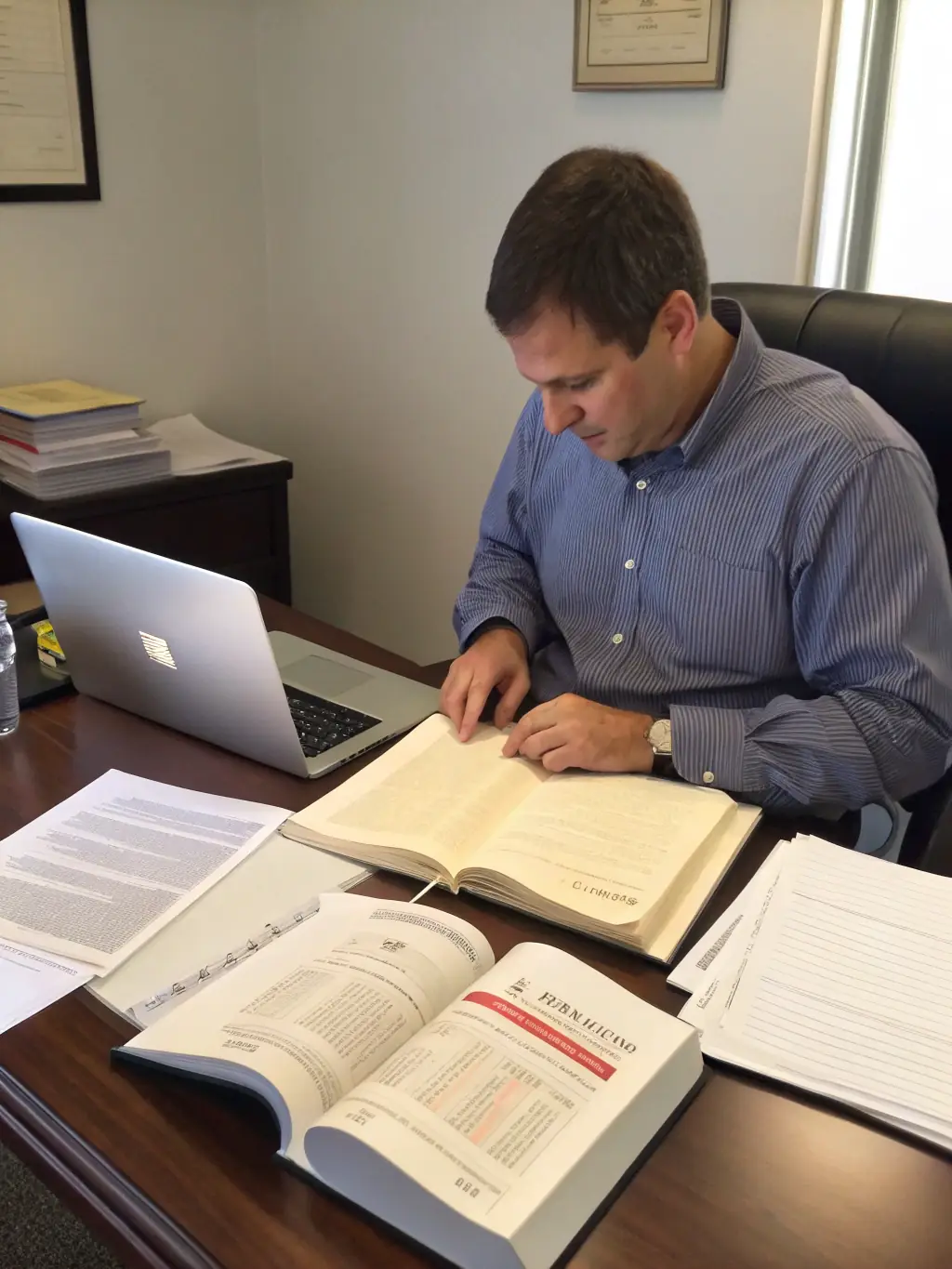 A person reviewing tax documents with a calculator and pen, emphasizing the careful attention to detail required for accurate tax return preparation.