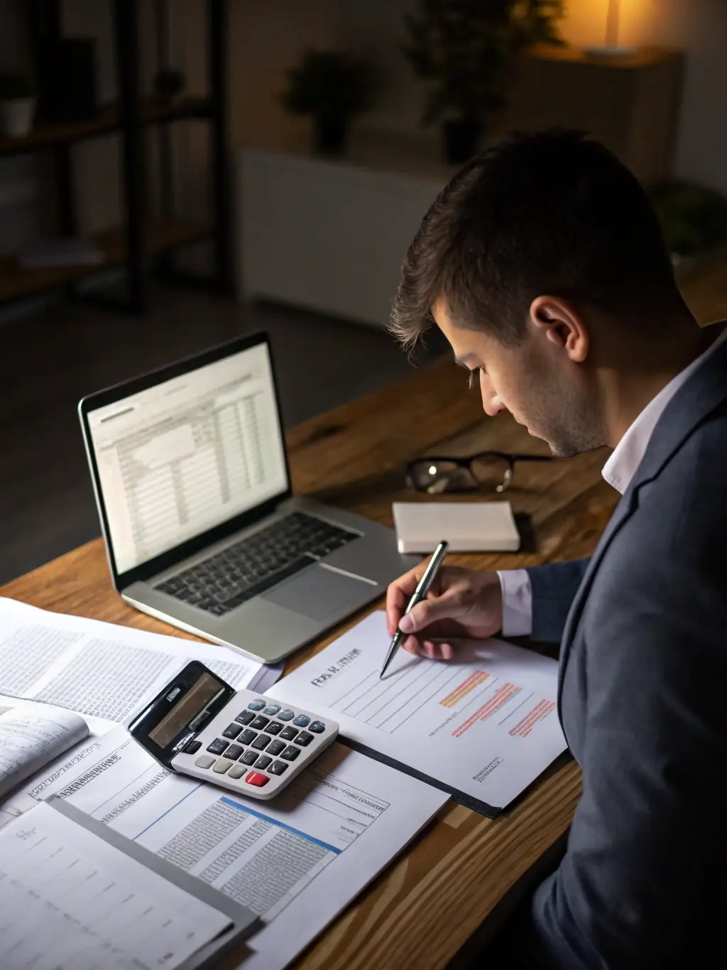 A stack of VAT invoices and receipts, symbolizing the meticulous record-keeping required for VAT compliance, in a bright, organized office setting.