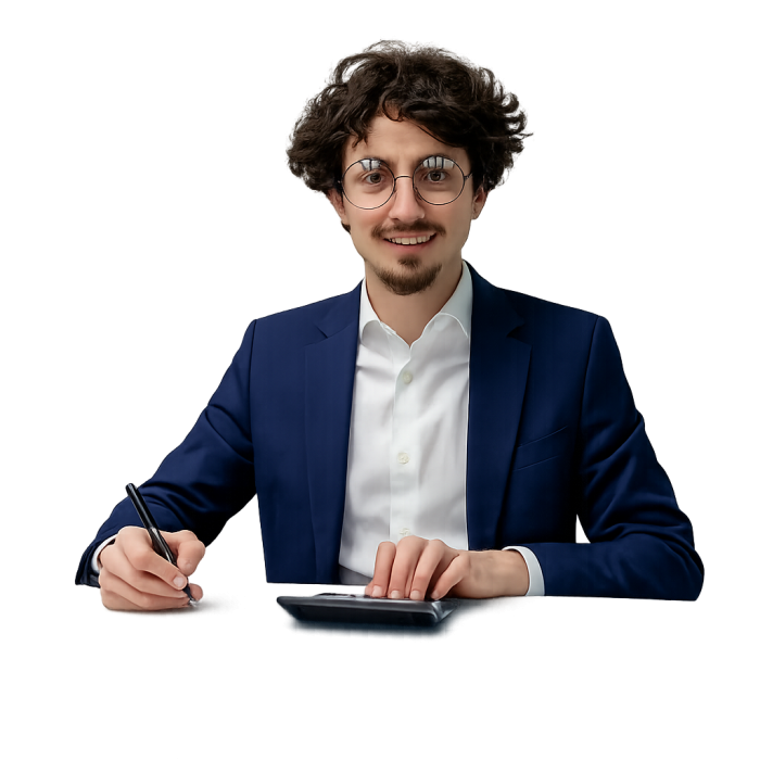 Professional man with calculator and pen